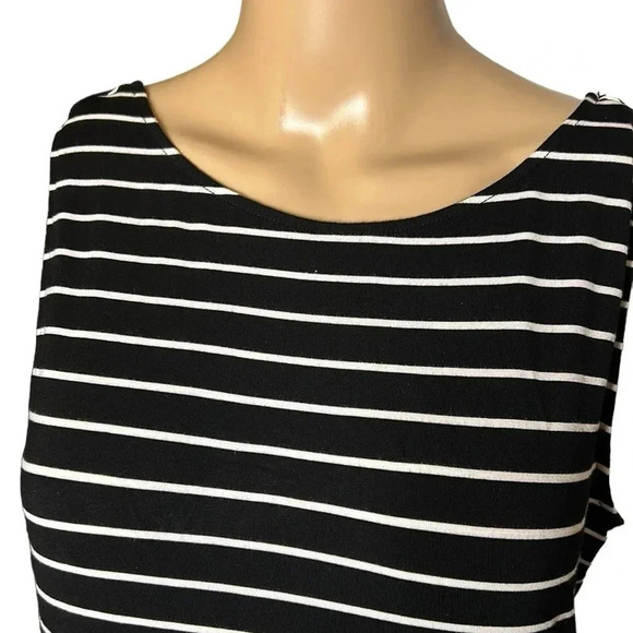 LNBF bamboo stripped,maxi dress,shirred women black &White Small. ,scoop EC - Picture 5 of 12